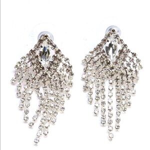 Silver Tone Crystal Post Earrings